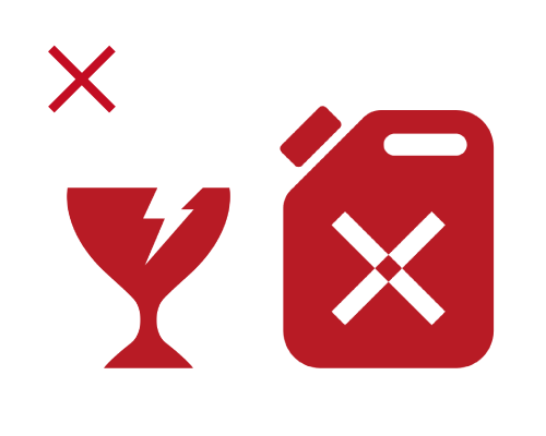 ガラス製品や危険物の持ち込み